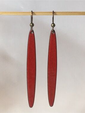 Minimalist Red Enamel Drop Earrings